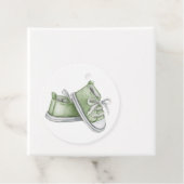 かわいい水色グリーンベビーシューズ赤ちゃんシャワー フェイバータグ (インサイチュ)