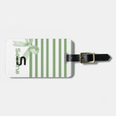 かわいい水色グリーンボウストライプズ ラゲッジタグ (正面横)