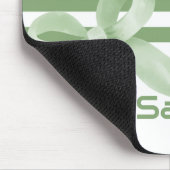 かわいい水色グリーンボウストライプマウスパッド マウスパッド (コーナー)