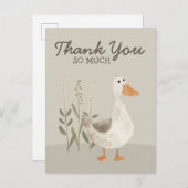 かわいい水色グースありがとうはがき インビテーションポストカード (正面/裏面)