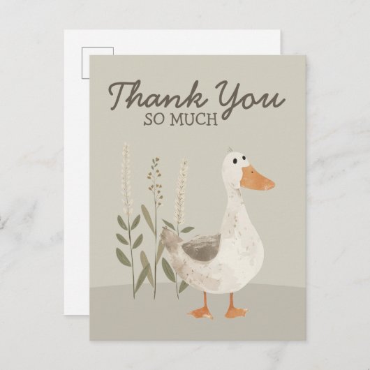 かわいい水色グースありがとうはがき インビテーションポストカード (正面/裏面)