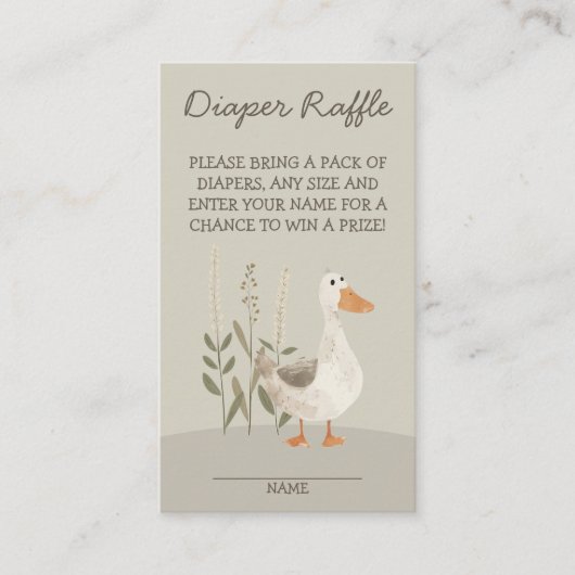 かわいい水色グースおむつラッフルエンクロージャカード エンクロージャーカード (正面)