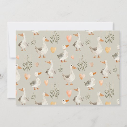 かわいい水色グースベイビーシャワー招待状 招待状 (裏面)