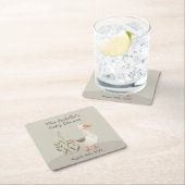 かわいい水色グースベイビーシャワー紙コースター スクエアペーパーコースター (インサイチュ)