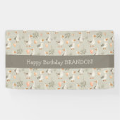 かわいい水色ゲーゼ誕生日バナー 横断幕 (横)