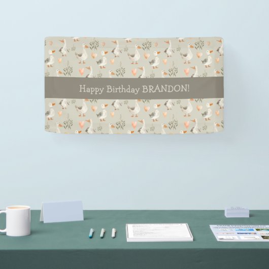 かわいい水色ゲーゼ誕生日バナー 横断幕 (トレードショー)