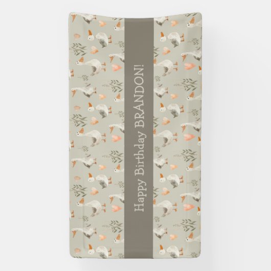 かわいい水色ゲーゼ誕生日バナー 横断幕 (縦)