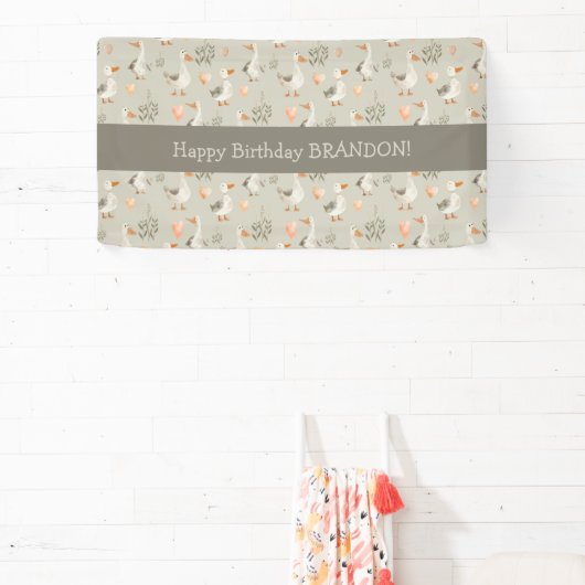 かわいい水色ゲーゼ誕生日バナー 横断幕 (インサイチュ)