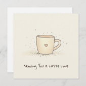 かわいい水色コーヒーカップとハート シーズンカード (正面/裏面)