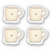 かわいい水色コーヒーカップとハート シール (正面)