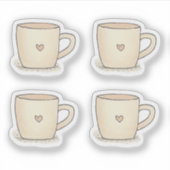 かわいい水色コーヒーカップとハート シール (正面)