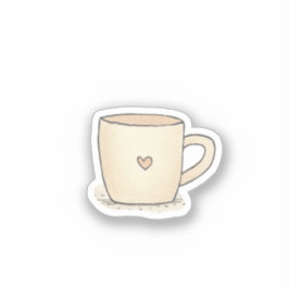 かわいい水色コーヒーカップとハート シール
