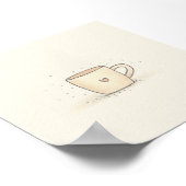 かわいい水色コーヒーカップとハート ポスター (角)