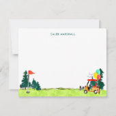 かわいい水色ゴルフスポーツゴルフ小さなプロ ノートカード (正面)