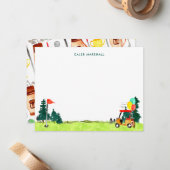 かわいい水色ゴルフスポーツゴルフ小さなプロ ノートカード (正面/裏面インサイチュ)