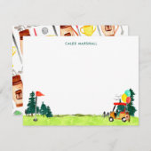 かわいい水色ゴルフスポーツゴルフ小さなプロ ノートカード (正面/裏面)