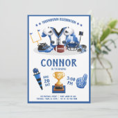 かわいい水色サッカーオールスターブルー誕生日 招待状 (スタンド正面)