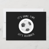 かわいい水色サッカー写真黒1歳の誕生日 招待状 (裏面)