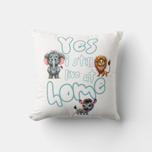 かわいい水色サファリの森の動物 クッション (正面)