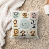 かわいい水色サファリ動物の鳩 クッション (ブランケット)