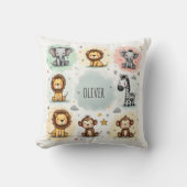 かわいい水色サファリ動物の鳩 クッション (正面)