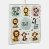 かわいい水色サファリ動物の鳩 セラミックオーナメント (右)