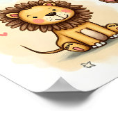 かわいい水色サファリ動物の鳩 ポスター (角)