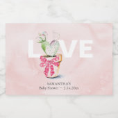 かわいい水色サボテンのバレンタインのパーティーの好意 スパークリングワインラベル (シングルラベル)