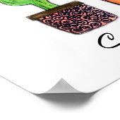 かわいい水色サボテンのポット ポスター (角)