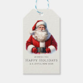 かわいい水色サンタクロースパーソナライズされたクリスマス ギフトタグ (正面)