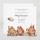 かわいい水色サンタ妊娠発表 シーズンカード (正面/裏面)