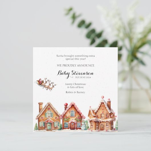 かわいい水色サンタ妊娠発表 シーズンカード (スタンド正面)