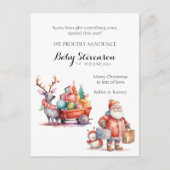 かわいい水色サンタ妊娠発表 シーズンポストカード (正面)