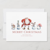 かわいい水色サンタ&雪だるまクリスマス シーズンカード (正面)