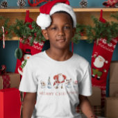 かわいい水色サンタ&雪だるまクリスマス Tシャツ