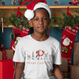 かわいい水色サンタ&雪だるまクリスマス Tシャツ