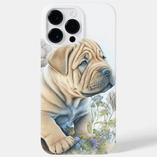 かわいい水色シャールペイ子犬 Case-Mate iPhoneケース (裏面)