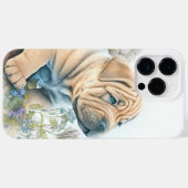 かわいい水色シャールペイ子犬 Case-Mate iPhoneケース (裏面 (横))