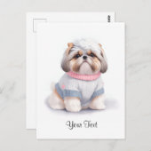 かわいい水色シーズー（犬）都子犬の権化 ポストカード (正面/裏面)