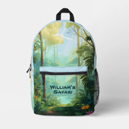 かわいい水色ジャングルプリントリュックサック プリントバックパック