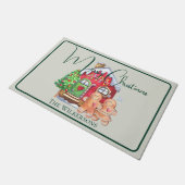 かわいい水色ジンジャーパン人をセージに ドアマット (アングル)