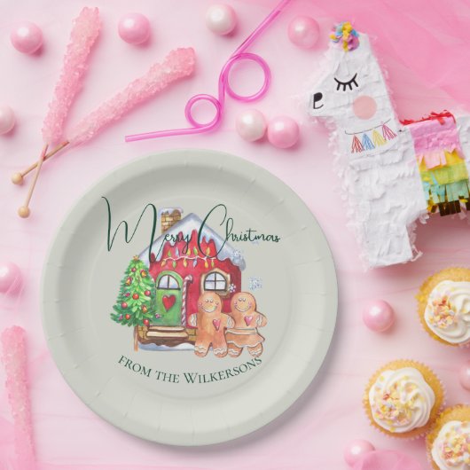 かわいい水色ジンジャーパン人をセージに ペーパープレート (パーティー)