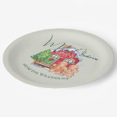 かわいい水色ジンジャーパン人をセージに ペーパープレート (アングル)