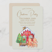 かわいい水色ジンジャーパン人をセージに 招待状 (正面/裏面)