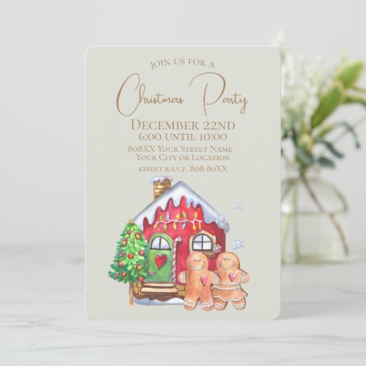 かわいい水色ジンジャーパン人をセージに 招待状 (スタンド正面)