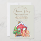 かわいい水色ジンジャーパン人をセージに 招待状 (正面)