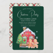 かわいい水色ジンジャーブレッドの人々を緑に 招待状 (正面/裏面)