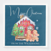 かわいい水色ジンジャーブレッドの人々を青で (正面)