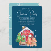 かわいい水色ジンジャーブレッドの人々を青で 招待状 (正面/裏面)