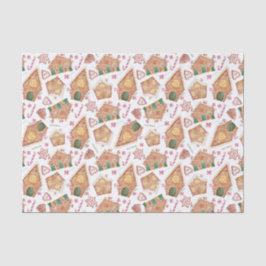 かわいい水色ジンジャーブレッドハウスホワイトクリスマス 薄葉紙